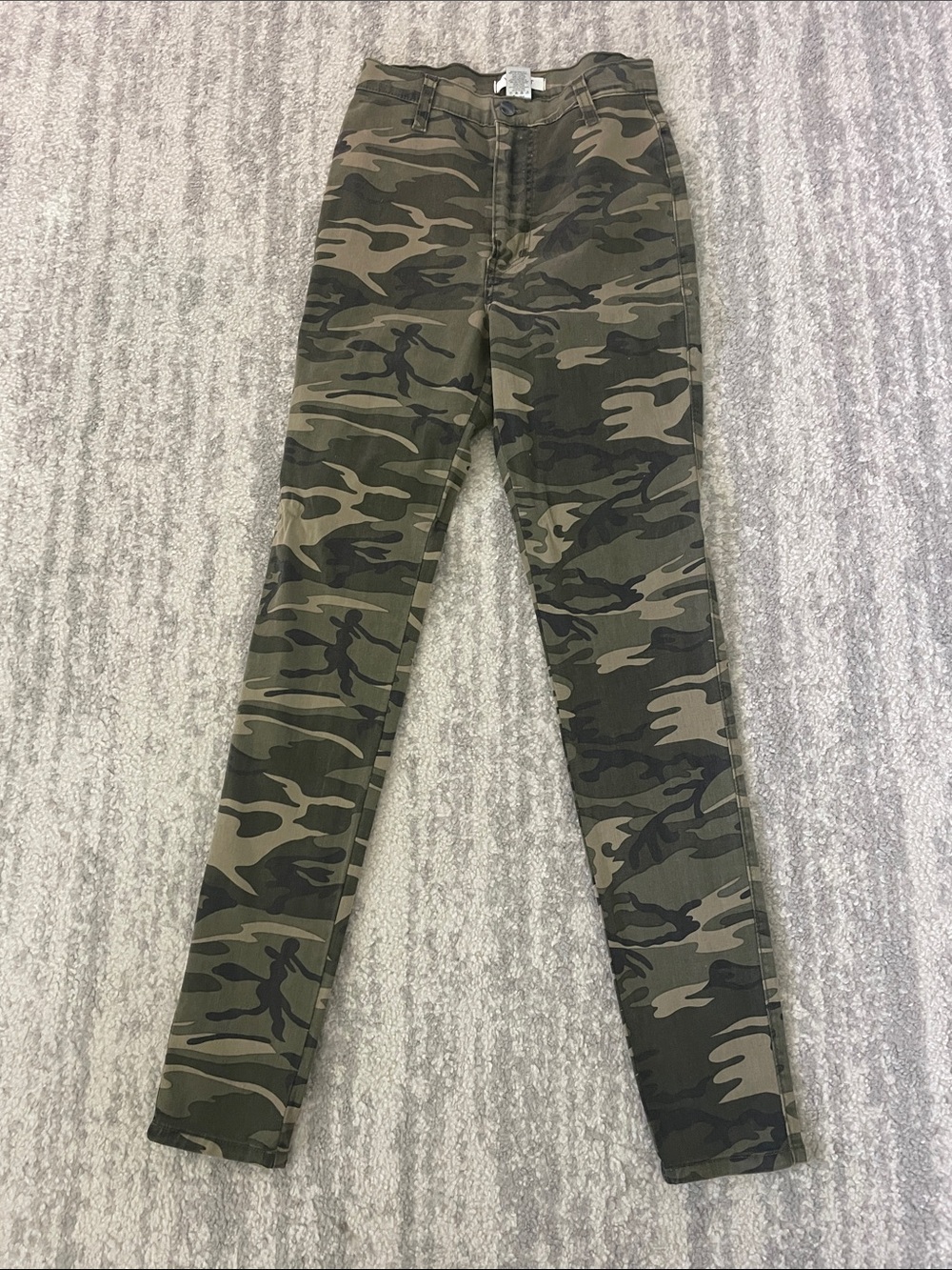 Vibrant Olive & Dark Green Camo Skinny Jeans